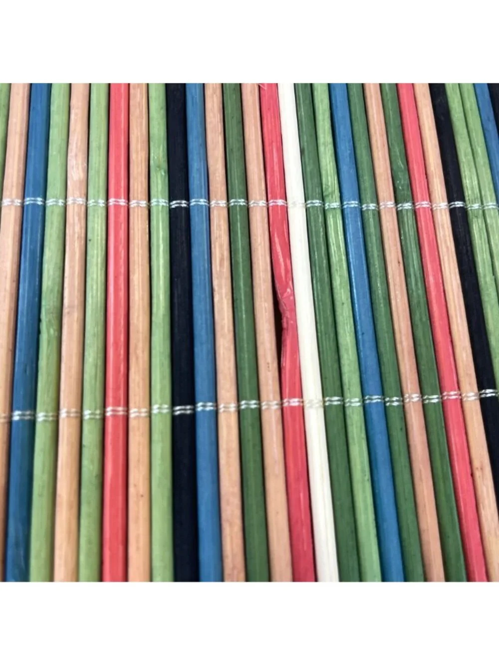Set of 4 Multicolor Striped Bamboo Placemats Rectangle 18 x 11.25 Rolled